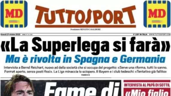 Tuttosport in prima pagina: «Reichart: "La Superlega si farà"»