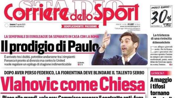 Il Corriere dello Sport in apertura: "A maggio i tifosi tornano allo stadio"