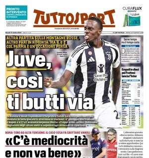 Juve, così ti butti via. Altro pari in rimonta. Frattesi lancia l'Inter: la prima pagina di Tuttosport