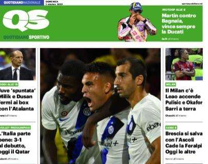 La prima pagina del QS - Quotidiano Sportivo: "Urlo Lautaro, l'Inter è lui"