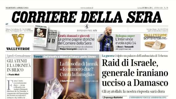 L’Inter vince e vola a più 14, conto alla rovescia: la prima pagina del Corriere della Sera