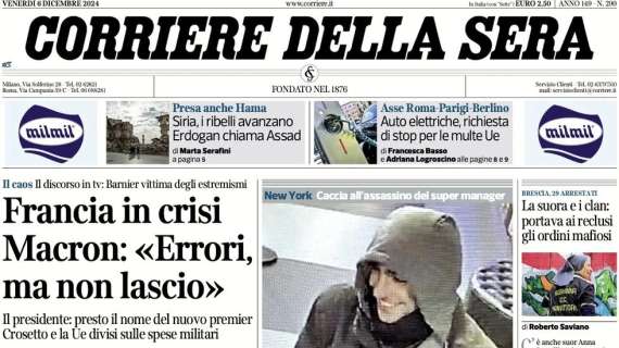 "Parma e Bayer, Inter pronta al passo doppio": l'apertura del Corriere della Sera