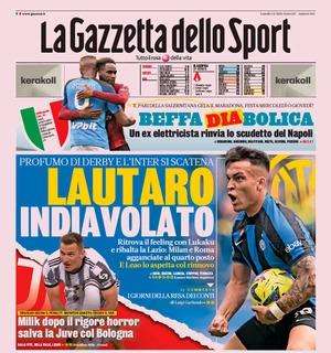 La prima pagina de La Gazzetta dello Sport: "Lautaro indiavolato, profumo di derby"