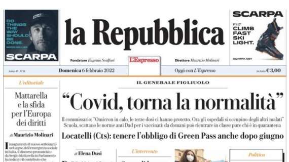 Repubblica titola sul derby: "Mal di testa Inter, il dottor Giroud risveglia il Milan"