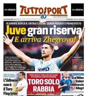 "Tonfo a San Siro, l'Udinese non è il Toro. Flop Inter", la prima pagina di TuttoSport
