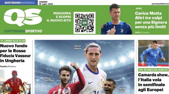 "Super derby per le stelle, Inter e Milan: Rabiot": la prima pagina del QS