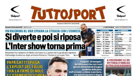 Tuttosport sul poker all'Udinese: "Un rigorino, poi l'Inter è devastante"