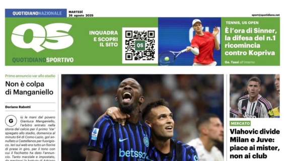 "Cinque squilli, sinfonia Inter. Torino stritolato", la prima pagina del Quotidiano Sportivo