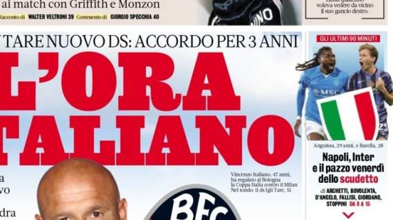 "Il pazzo venerdì dello Scudetto": la prima pagina de La Gazzetta dello Sport