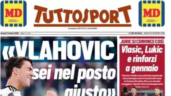 Tuttosport apre con le parole di Zambrotta: "Vlahovic, sei nel posto giusto"