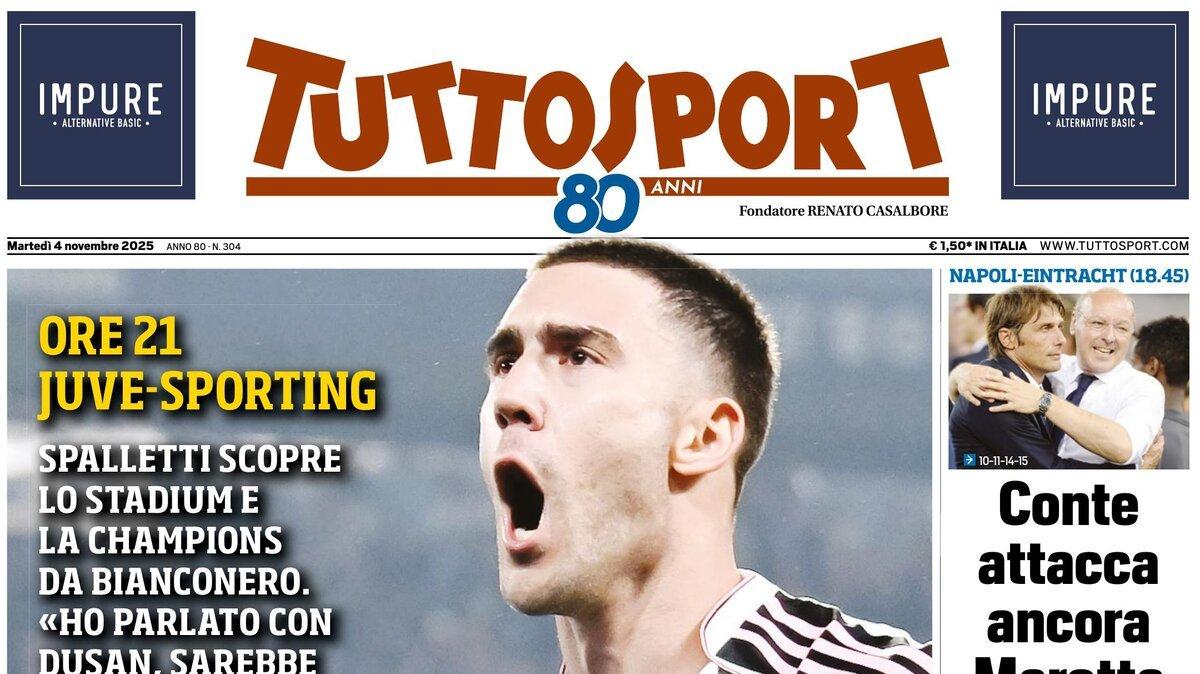 "Conte attacca ancora Marotta, Vlahovic gol per restare", la prima pagina di TuttoSport