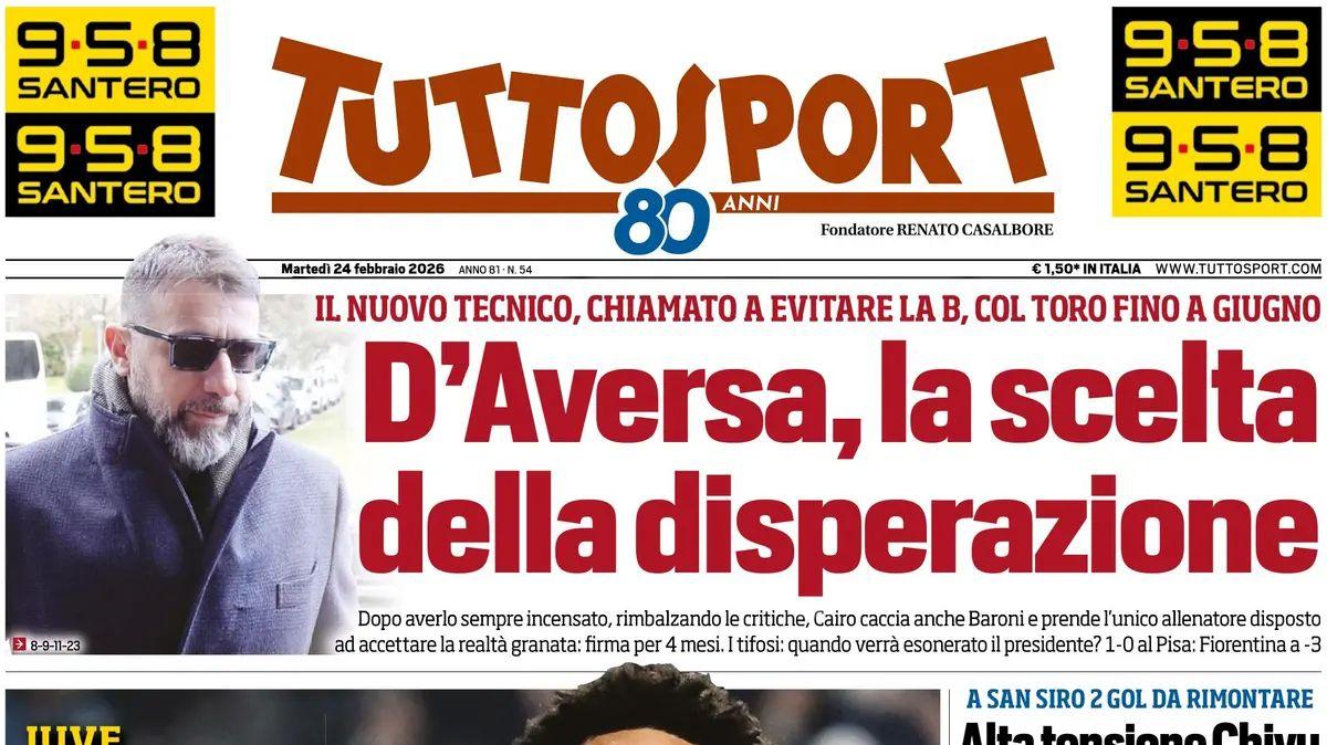 "Alta tensione Chivu e il Bodo provoca. Rinnovo McKennie a un passo", la prima pagina di TuttoSport