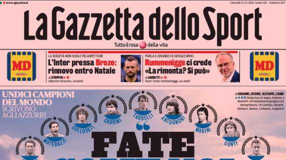La Gazzetta dello Sport in prima pagina: "L'Inter pressa Brozovic"