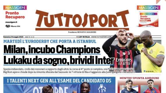 Tuttosport in apertura: "Milan, incubo Champions. Lukaku da sogno, brividi Inter"