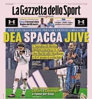 Juve umiliata dall'Atalanta, l'Inter fa turnover col Feyenoord. Le prime pagine del 10 marzo