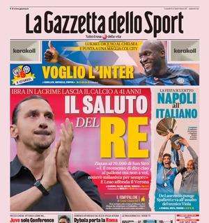 Le prime pagine di lunedì 5 giugno: Lukaku vuole solo l'Inter. E Ibra dice addio al calcio