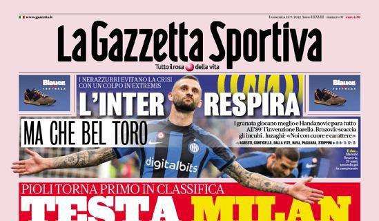 La Gazzetta dello Sport in apertura: "L'Inter respira, ma che bel Toro"