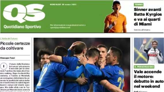 La prima pagina del QS: "Italia, fa male anche vincere"