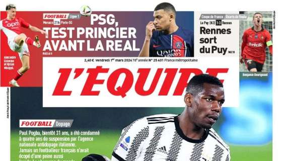 Pogba squalificato per doping, L'Equipe: "Sempre più in basso"
