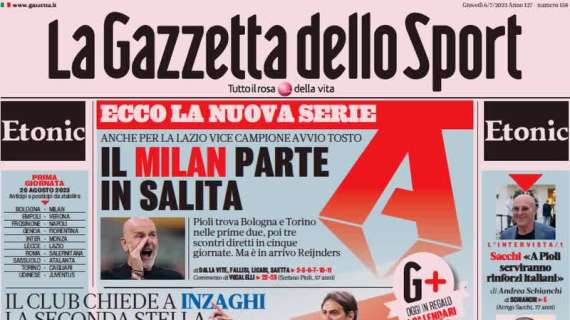 L'apertura de La Gazzetta dello Sport: "Inter, mosaico Scudetto". Ossessione tricolore