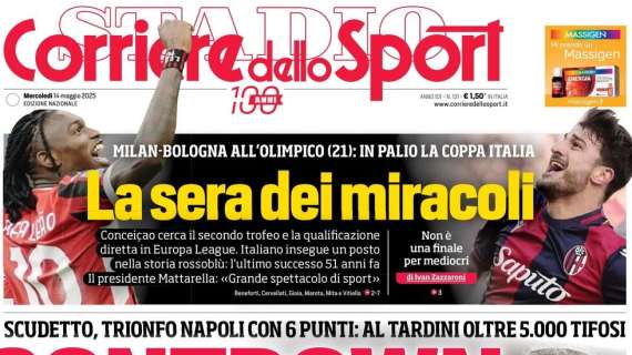 "Coppa Italia ti voglio. Contdown, Conte vuole spegnere i sogni dell'Inter", le prime pagine del 14 maggio