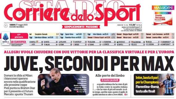 Il Corriere dello Sport titola in apertura: "Inter, basta il pari per la Champions"