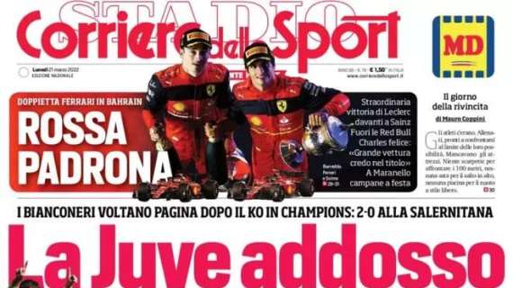 La prima de Il Corriere dello Sport: "La Juve addosso, Allegri a un punto dall'Inter"