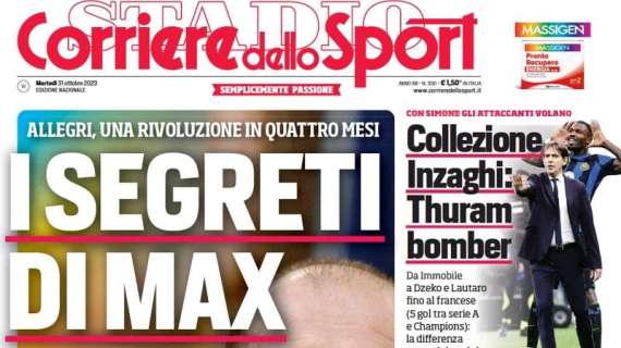 Il Corriere dello Sport in apertura: "Collezione Inzaghi: Thuram bomber"