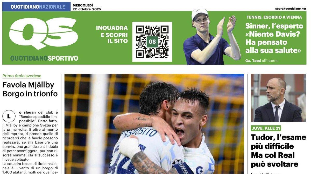 Turbo Inter, Chivu in volo. La prima pagina del QS - Quotidiano Sportivo