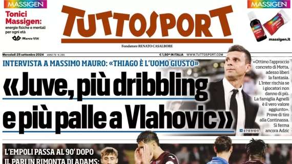 L'apertura di Tuttosport: "Inter, un guaio tira l'altro: un mese senza Barella. Occasione Frattesi"