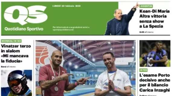 La prima pagina del Qs: "Esame Porto decisivo anche per il bilancio dell'Inter"