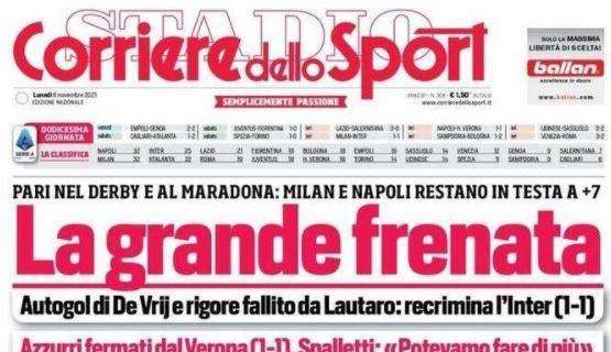 Il Corriere dello Sport in apertura: "La grande frenata"