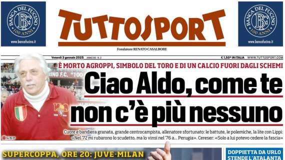 "Dumfries fa il Lautaro. Doppietta da urlo stende l'Atalanta": la prima pagina di TuttoSport