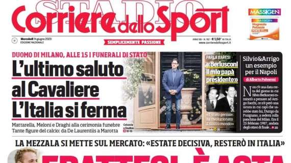 L'apertura del Corriere dello Sport: "Frattesi, è asta". Inzaghi prenota Koulibaly