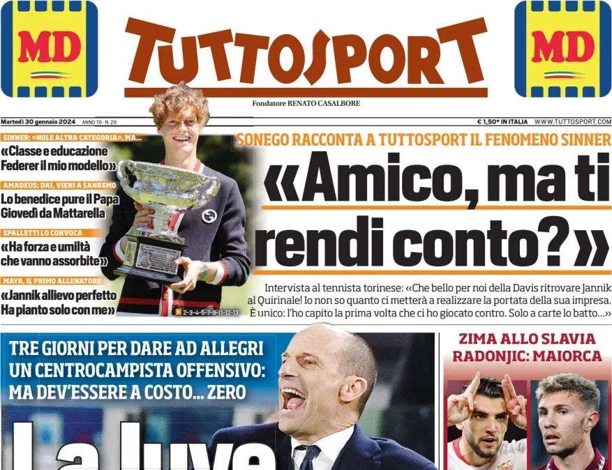 Tuttosport in apertura: "La Juve le tenta tutte. Lautaro e l'Inter già ad alta tensione"