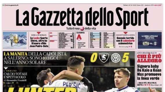 La Gazzetta dello Sport in prima pagina: "L'Inter va di corsa"