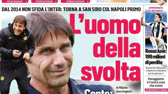 "Conte al Meazza, 10 anni dopo": l'apertura del Corriere dello Sport