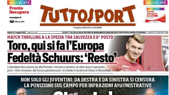 Tuttosport titola in apertura: "Scalvini da Inter? Crash test Lukaku"
