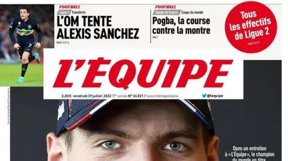 L'Equipe in prima pagina: "L'OM tenta Alexis Sanchez"