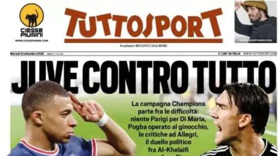 Tuttosport in apertura con la Champions: "Juve contro tutto"