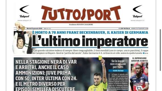 Tuttosport all'attacco: "Gialli d'imbarazzo, gestione diversa tra Juventus e Inter"