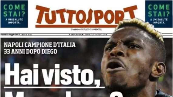 Tuttosport in prima pagina: "Hai visto, Maradona? Dalla Juve all'Inter, l'omaggio degli avversari"