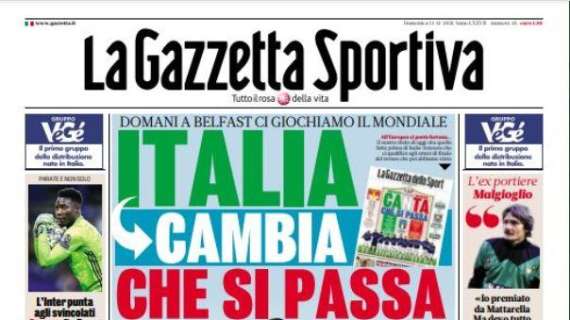 La Gazzetta Sportiva in prima pagina: "L'Inter punta gli svincolati: Onana alla firma, sogno Insigne" 