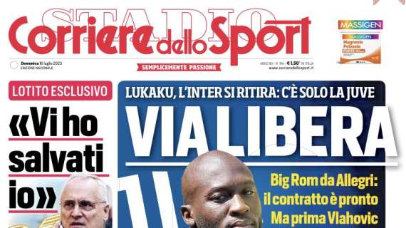 Il Corriere dello Sport in apertura: "Lukaku, l'Inter si ritira: via libera per la Juve"