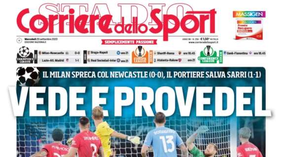 L'apertura del Corriere dello Sport - Inzaghi carica l'Inter: "Riproviamoci"