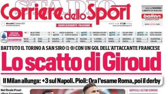 Il Corriere dello Sport in apertura: "Inter e Juve per rilanciarsi"