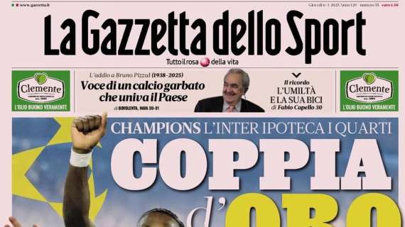 "Inter, ci sei quasi": l'apertura di Gazzetta dello Sport dopo Rotterdam