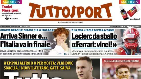 L'apertura di Tuttosport: "Tutto qui? Altro 0-0 per Motta, Vlahovic sbaglia"