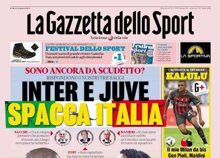 La prima pagina de La Gazzetta dello Sport: "Inter e Juve spacca Italia"