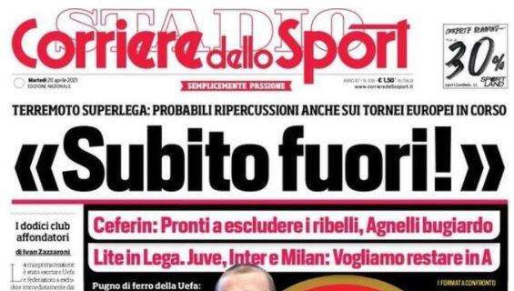 Corriere dello Sport in apertura: “Subito fuori!” 